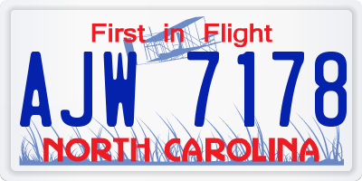 NC license plate AJW7178