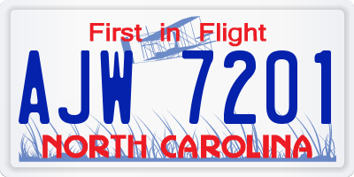 NC license plate AJW7201