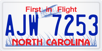 NC license plate AJW7253