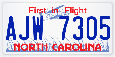 NC license plate AJW7305