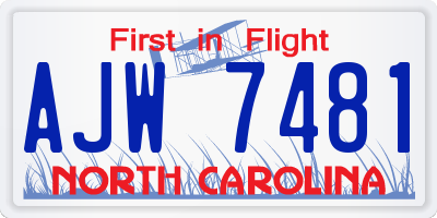 NC license plate AJW7481
