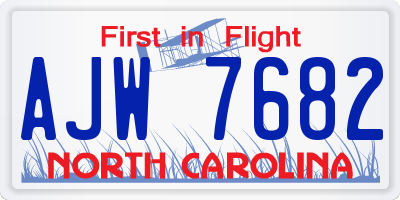NC license plate AJW7682