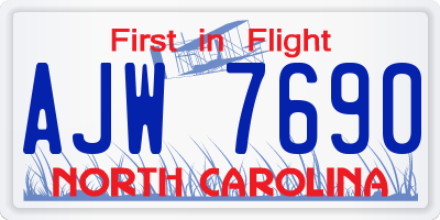 NC license plate AJW7690