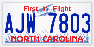 NC license plate AJW7803