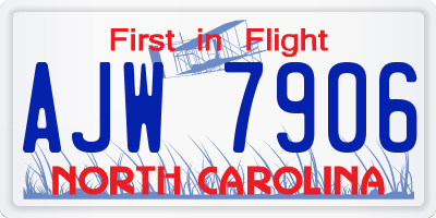 NC license plate AJW7906