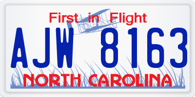 NC license plate AJW8163
