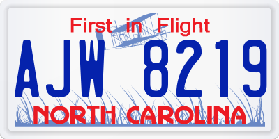 NC license plate AJW8219