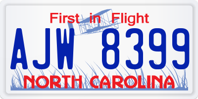 NC license plate AJW8399