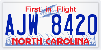 NC license plate AJW8420