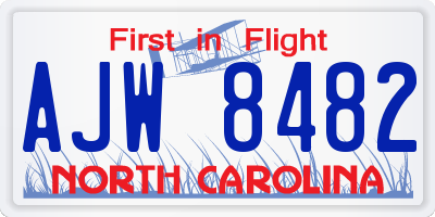 NC license plate AJW8482