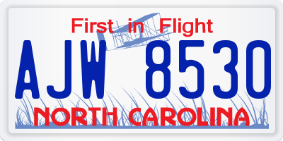 NC license plate AJW8530