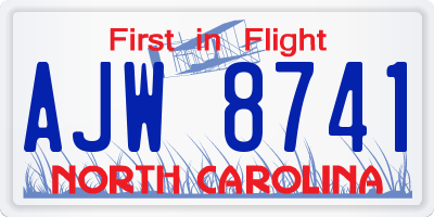 NC license plate AJW8741