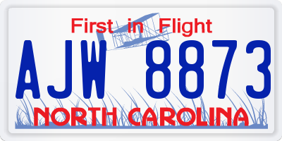 NC license plate AJW8873