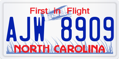 NC license plate AJW8909