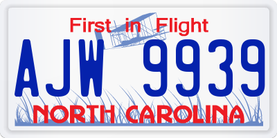 NC license plate AJW9939