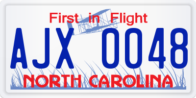 NC license plate AJX0048