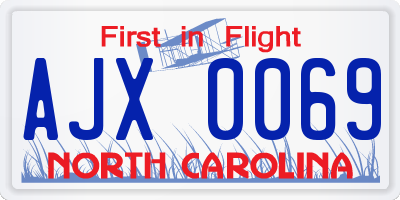 NC license plate AJX0069