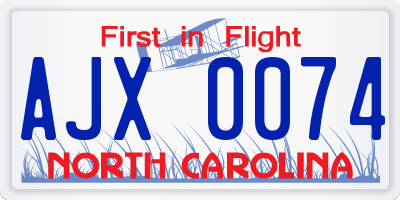 NC license plate AJX0074