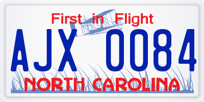 NC license plate AJX0084