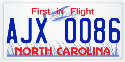 NC license plate AJX0086