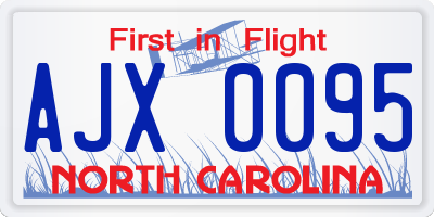 NC license plate AJX0095