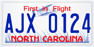 NC license plate AJX0124