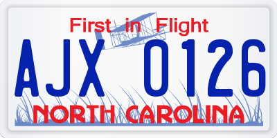 NC license plate AJX0126