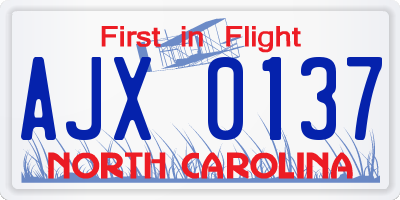 NC license plate AJX0137