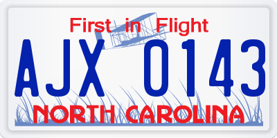 NC license plate AJX0143
