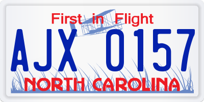 NC license plate AJX0157