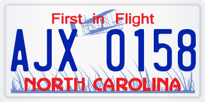 NC license plate AJX0158