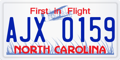 NC license plate AJX0159
