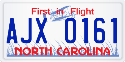 NC license plate AJX0161