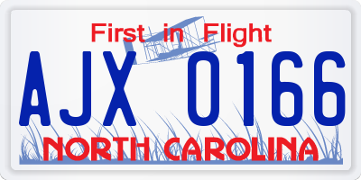 NC license plate AJX0166