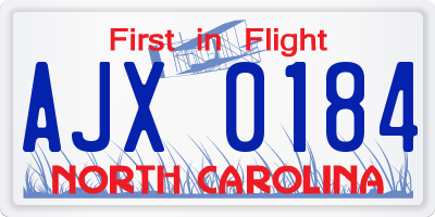 NC license plate AJX0184