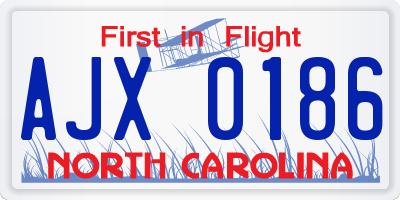 NC license plate AJX0186