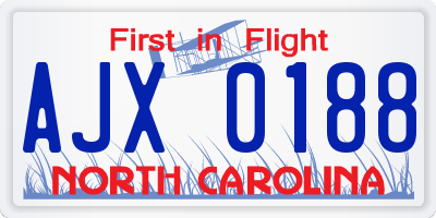 NC license plate AJX0188