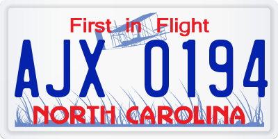 NC license plate AJX0194