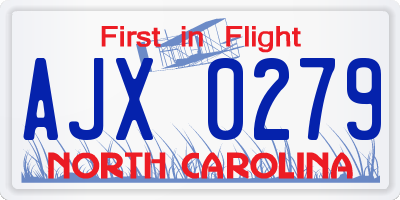 NC license plate AJX0279