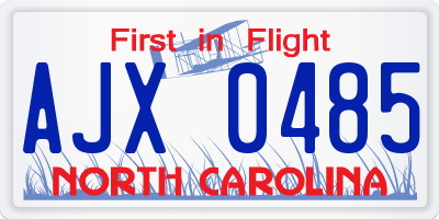 NC license plate AJX0485