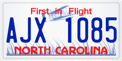 NC license plate AJX1085