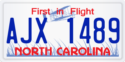 NC license plate AJX1489