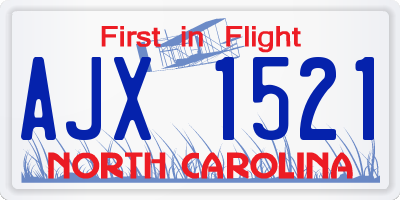 NC license plate AJX1521