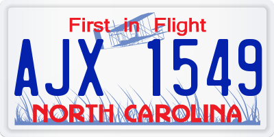 NC license plate AJX1549