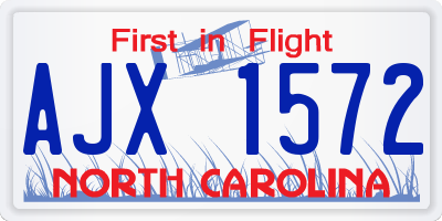 NC license plate AJX1572