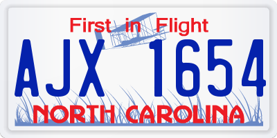 NC license plate AJX1654