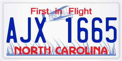 NC license plate AJX1665