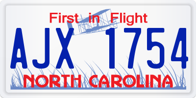 NC license plate AJX1754