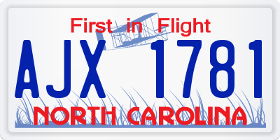 NC license plate AJX1781