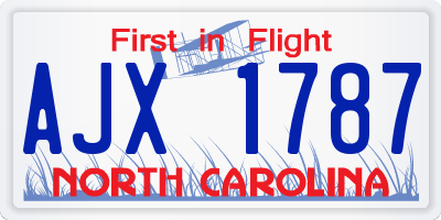 NC license plate AJX1787